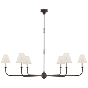 Visual Comfort Signature - TOB 5452AI/EBO-L - Six Light Chandelier - Piaf - Aged Iron and Ebonized Oak