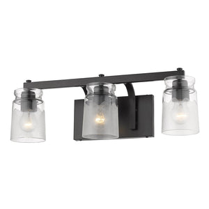 Golden - 1405-BA3 BLK-CAG - Three Light Bath Vanity - Travers BLK - Matte Black