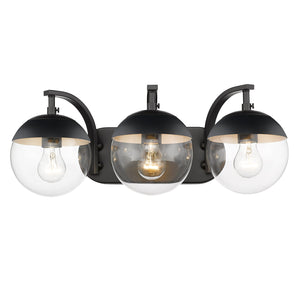 Golden - 3219-BA3 BLK-BLK - Three Light Bath Vanity - Dixon BLK - Matte Black