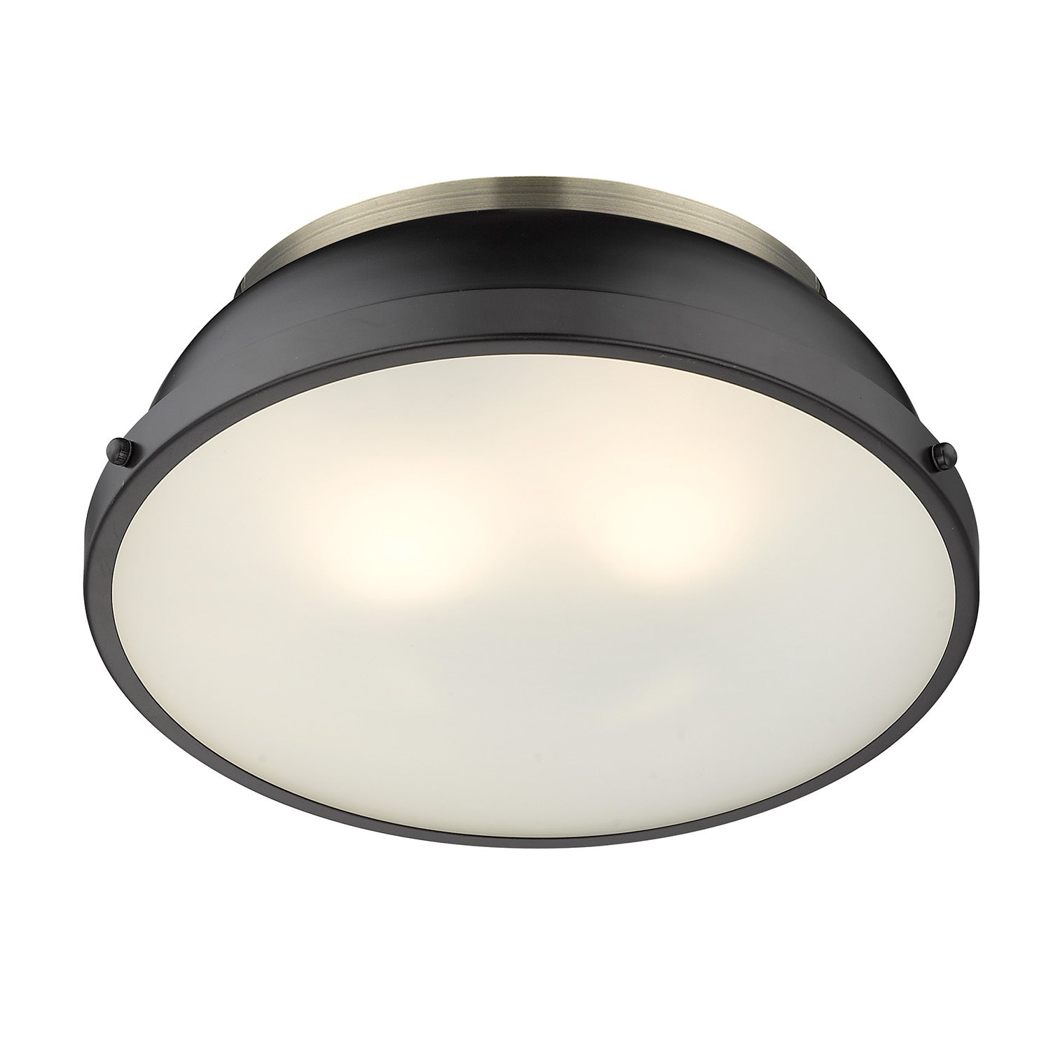 Golden - 3602-14 AB-BLK - Two Light Flush Mount - Duncan AB - Aged Brass