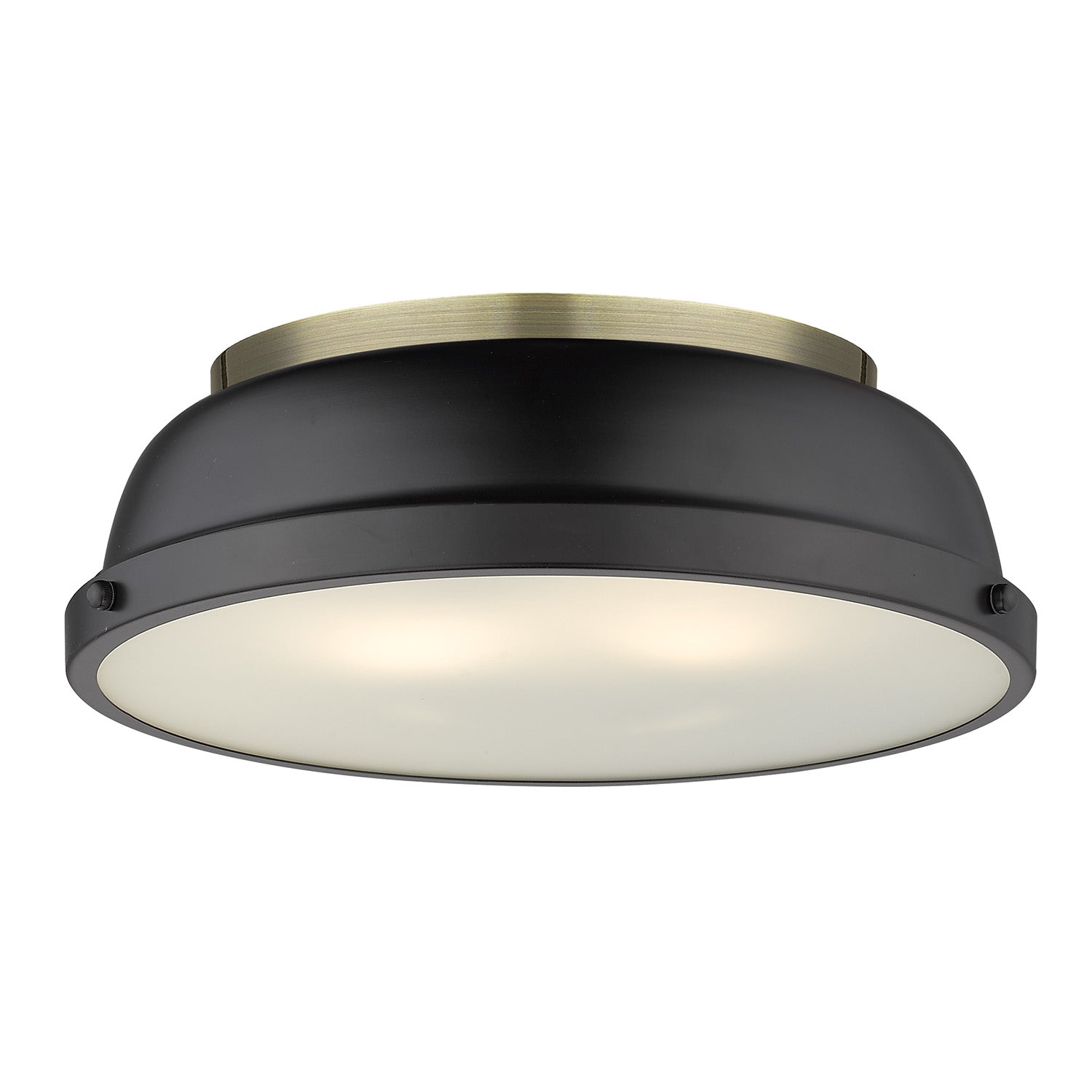 Golden - 3602-14 AB-BLK - Two Light Flush Mount - Duncan AB - Aged Brass