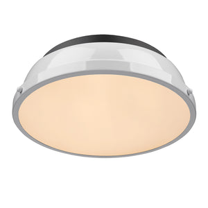 Golden - 3602-14 BLK-WH - Two Light Flush Mount - Duncan BLK - Matte Black