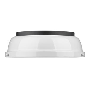 Golden - 3602-14 BLK-WH - Two Light Flush Mount - Duncan BLK - Matte Black