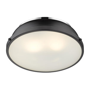 Golden - 3602-14 CH-BLK - Two Light Flush Mount - Duncan CH - Chrome