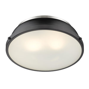 Golden - 3602-14 PW-BLK - Two Light Flush Mount - Duncan PW - Pewter