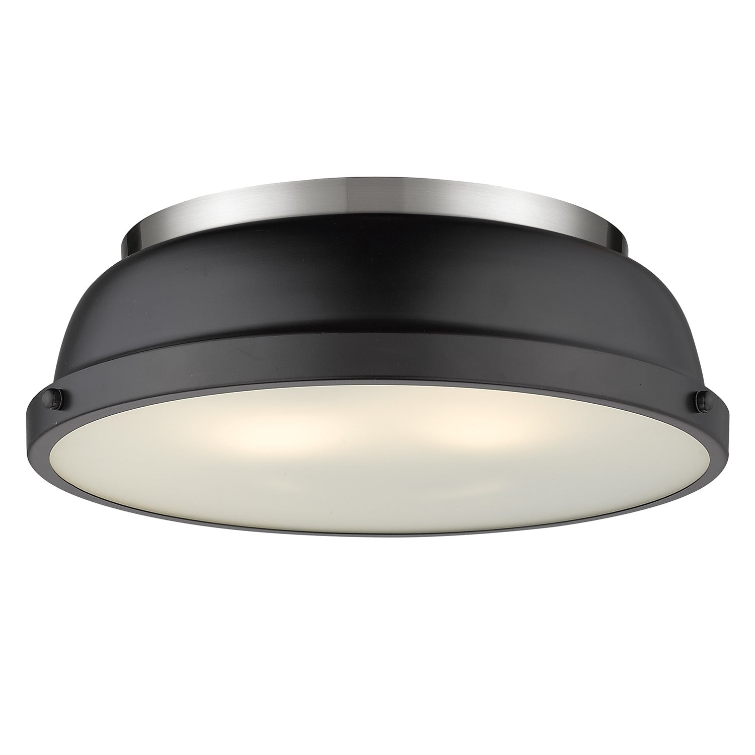 Golden - 3602-14 PW-BLK - Two Light Flush Mount - Duncan PW - Pewter