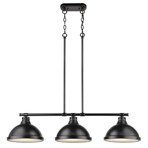 Golden - 3602-3LP BLK-BLK - Three Light Linear Pendant - Duncan BLK - Matte Black