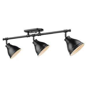 Golden - 3602-3SF BLK-BLK - Three Light Semi-Flush Mount - Duncan BLK - Matte Black