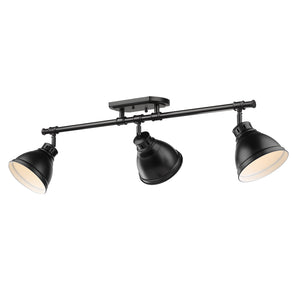 Golden - 3602-3SF BLK-BLK - Three Light Semi-Flush Mount - Duncan BLK - Matte Black