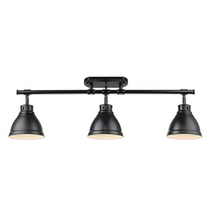 Golden - 3602-3SF BLK-BLK - Three Light Semi-Flush Mount - Duncan BLK - Matte Black