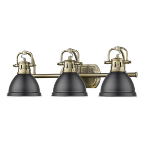 Golden - 3602-BA3 AB-BLK - Three Light Bath Vanity - Duncan AB - Aged Brass