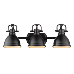 Golden - 3602-BA3 BLK-BLK - Three Light Bath Vanity - Duncan BLK - Matte Black