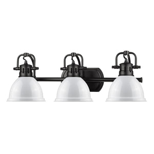 Golden - 3602-BA3 BLK-WH - Three Light Bath Vanity - Duncan BLK - Matte Black