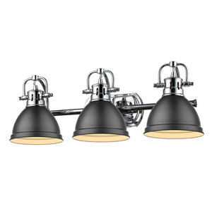 Golden - 3602-BA3 CH-BLK - Three Light Bath Vanity - Duncan CH - Chrome