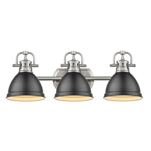 Golden - 3602-BA3 PW-BLK - Three Light Bath Vanity - Duncan PW - Pewter