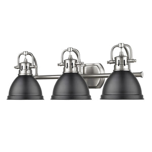 Golden - 3602-BA3 PW-BLK - Three Light Bath Vanity - Duncan PW - Pewter