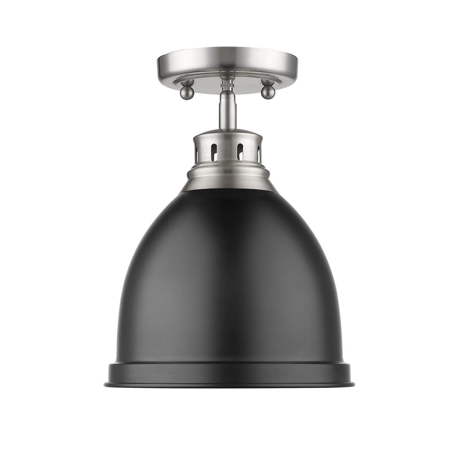 Golden - 3602-FM PW-BLK - One Light Flush Mount - Duncan PW - Pewter