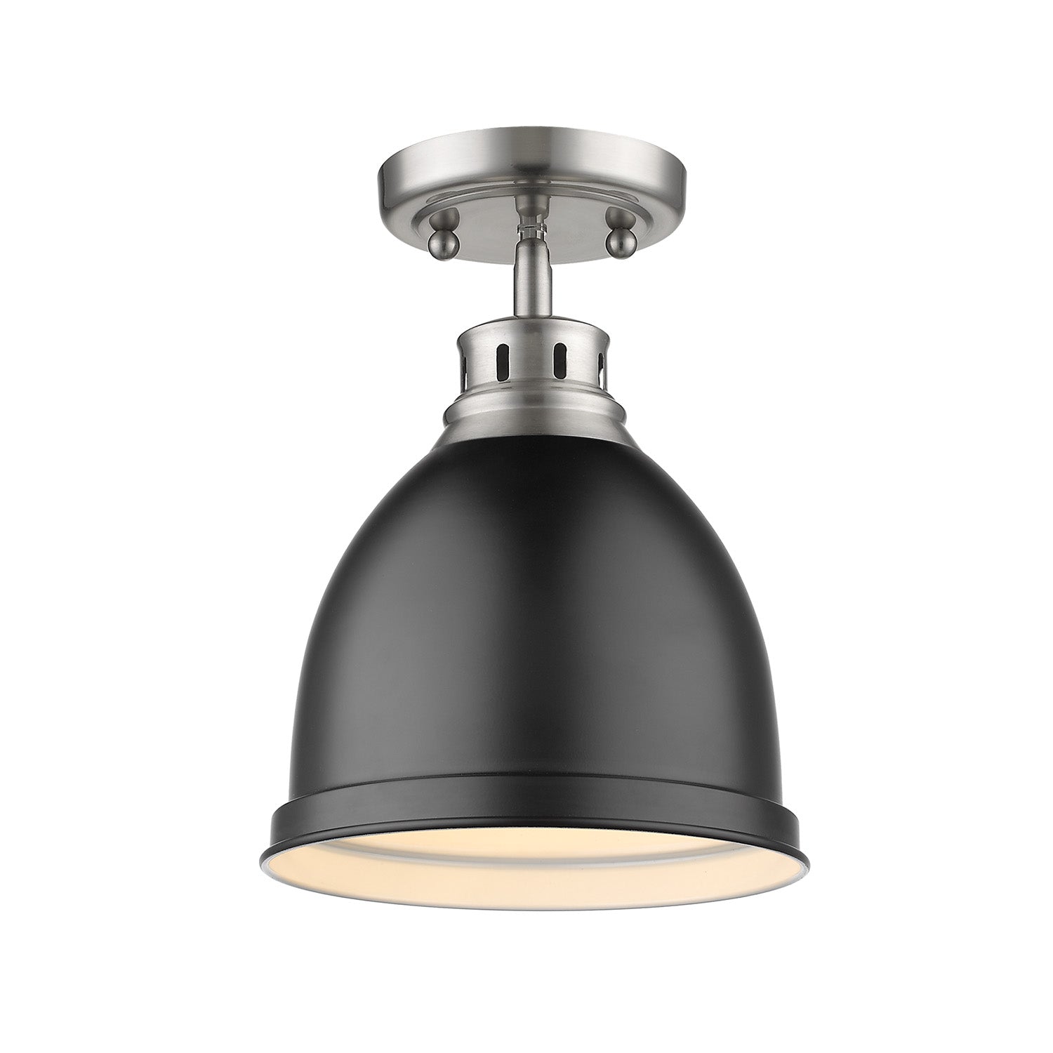 Golden - 3602-FM PW-BLK - One Light Flush Mount - Duncan PW - Pewter