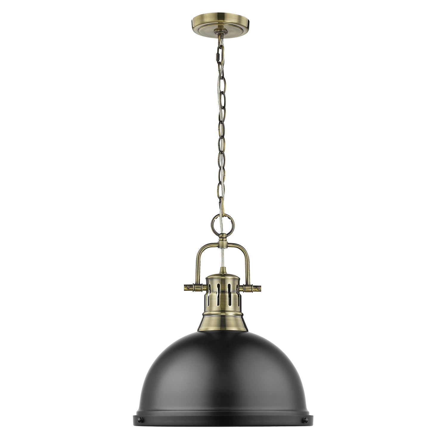 Golden - 3602-L AB-BLK - One Light Pendant - Duncan AB - Aged Brass