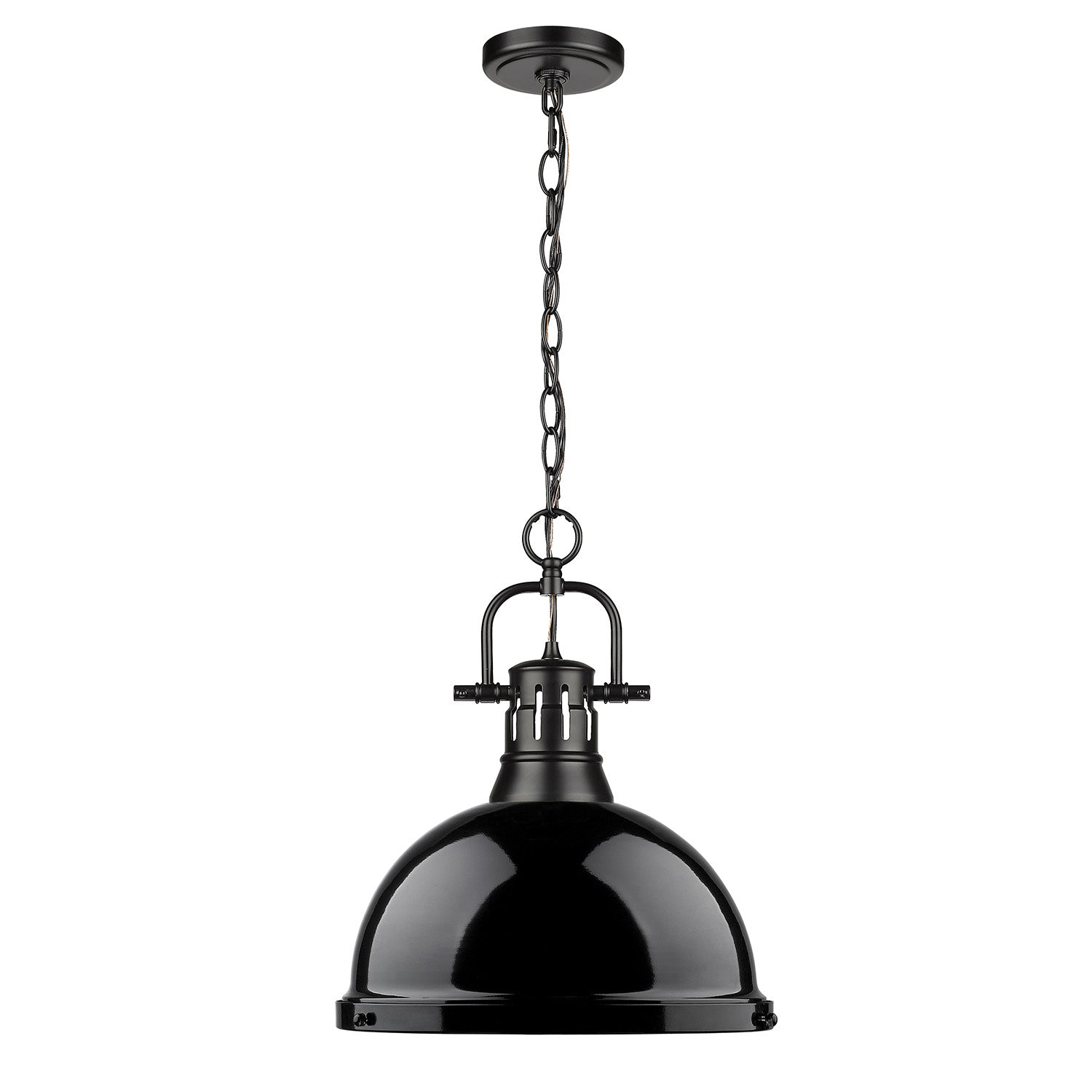 Golden - 3602-L BLK-BK - One Light Pendant - Duncan BLK - Matte Black