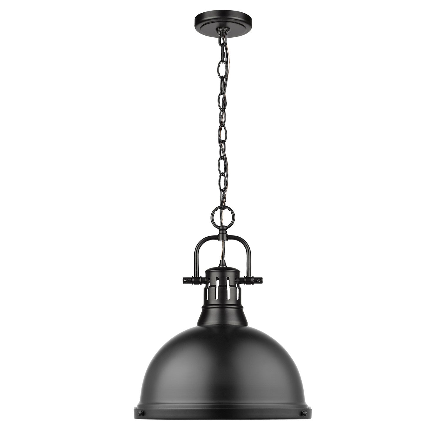 Golden - 3602-L BLK-BLK - One Light Pendant - Duncan BLK - Matte Black