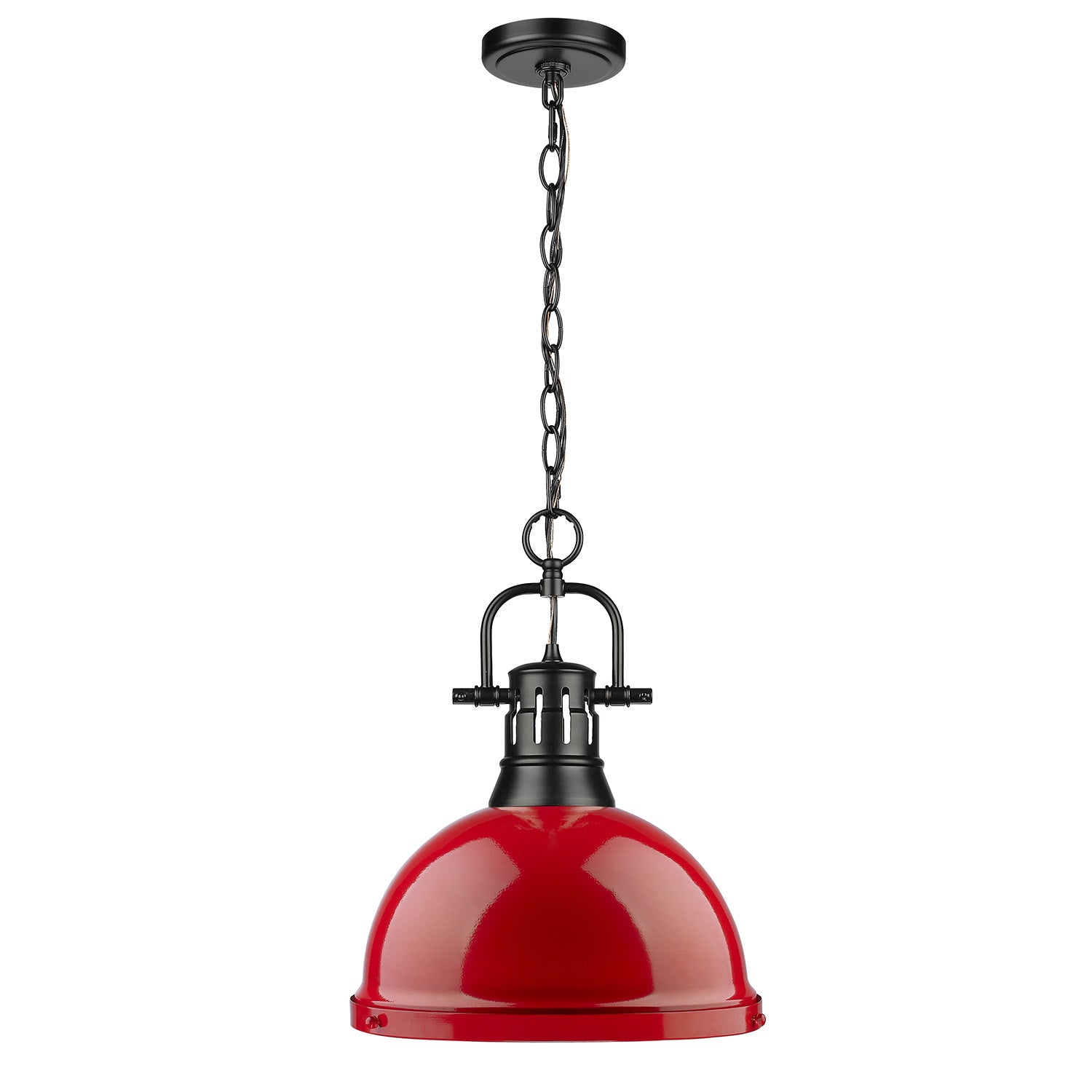 Golden - 3602-L BLK-RD - One Light Pendant - Duncan BLK - Matte Black