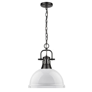 Golden - 3602-L BLK-WH - One Light Pendant - Duncan BLK - Matte Black