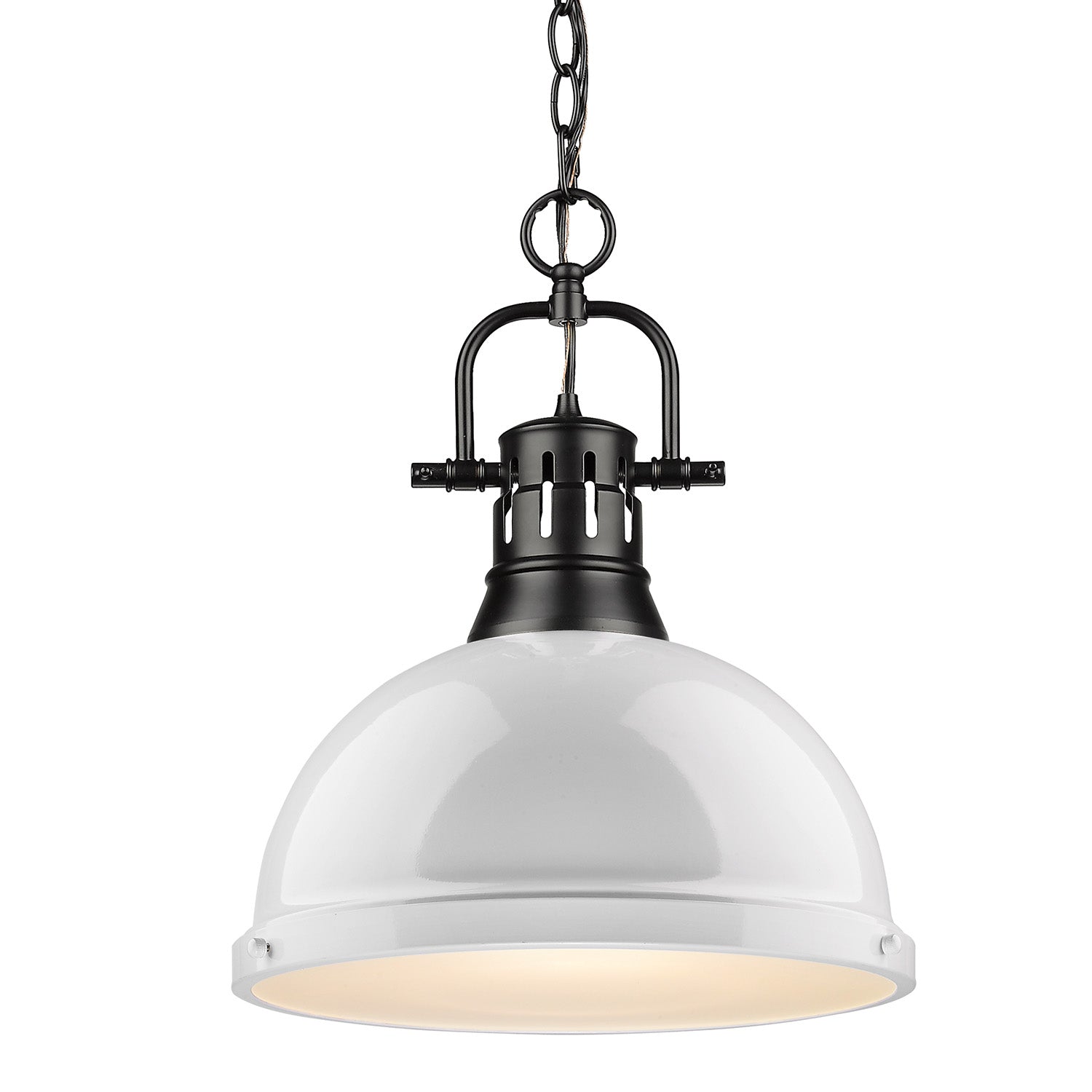 Golden - 3602-L BLK-WH - One Light Pendant - Duncan BLK - Matte Black