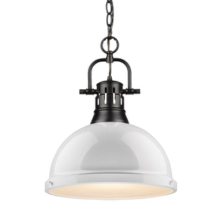 Golden - 3602-L BLK-WH - One Light Pendant - Duncan BLK - Matte Black