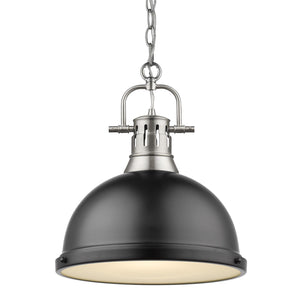 Golden - 3602-L PW-BLK - One Light Pendant - Duncan PW - Pewter