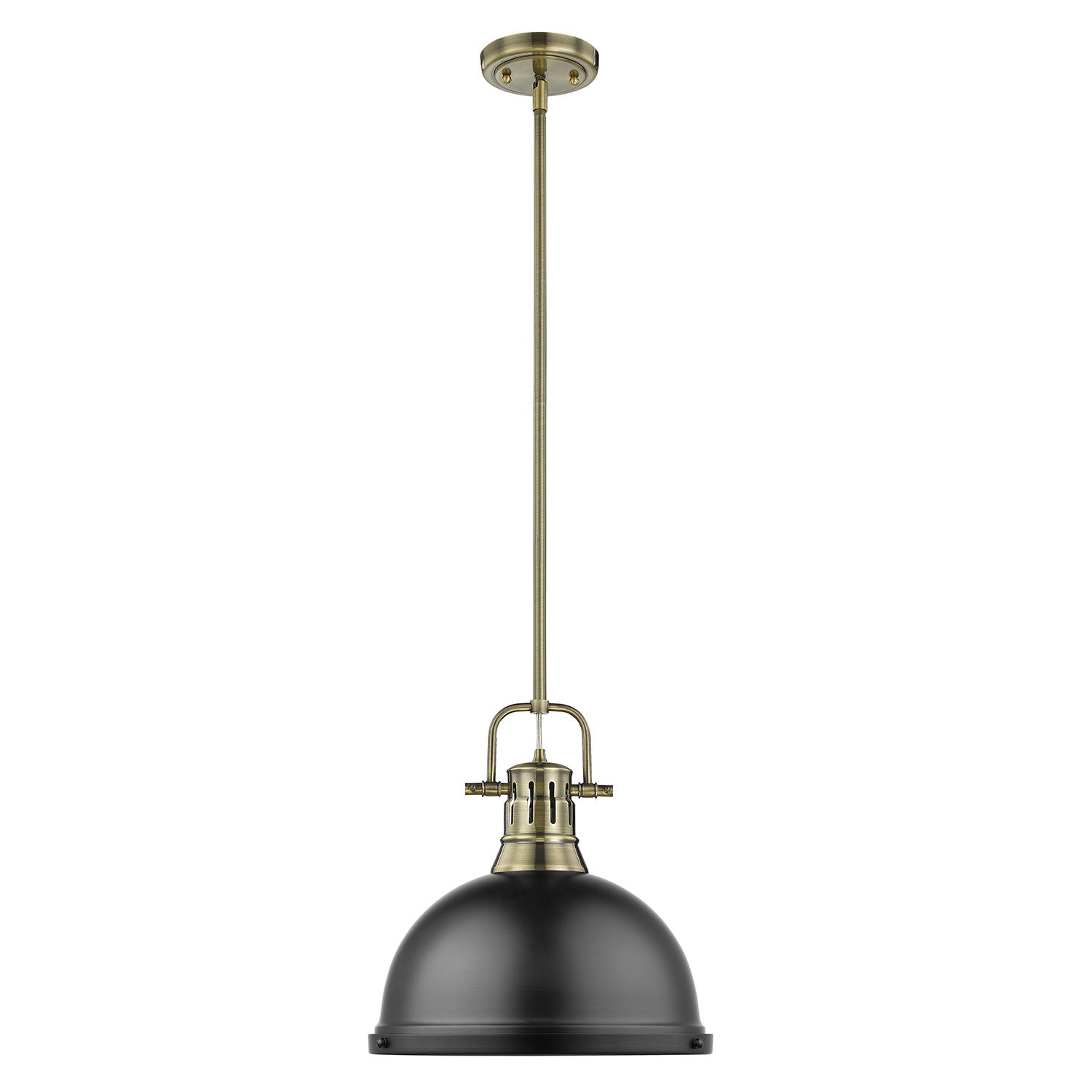 Golden - 3604-L AB-BLK - One Light Pendant - Duncan AB - Aged Brass