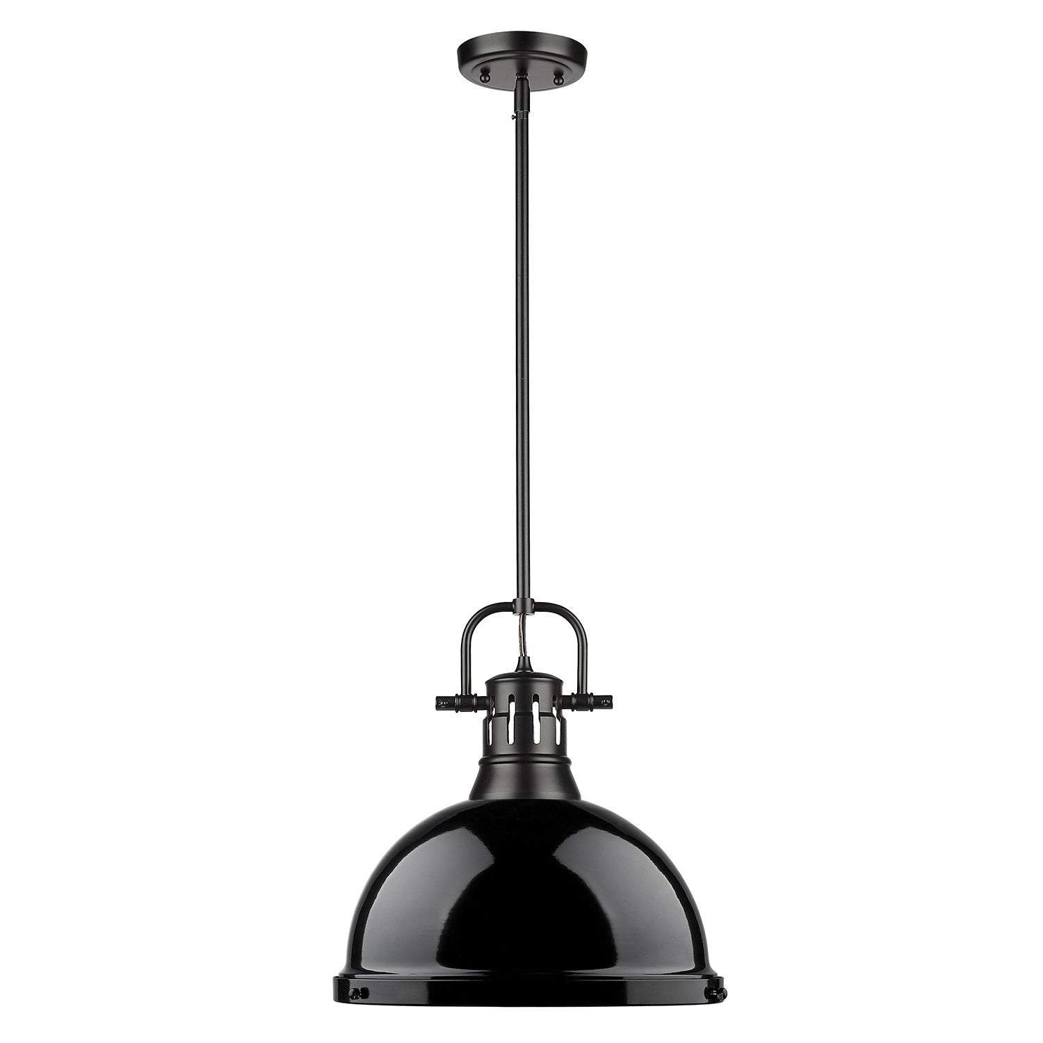 Golden - 3604-L BLK-BK - One Light Pendant - Duncan BLK - Matte Black