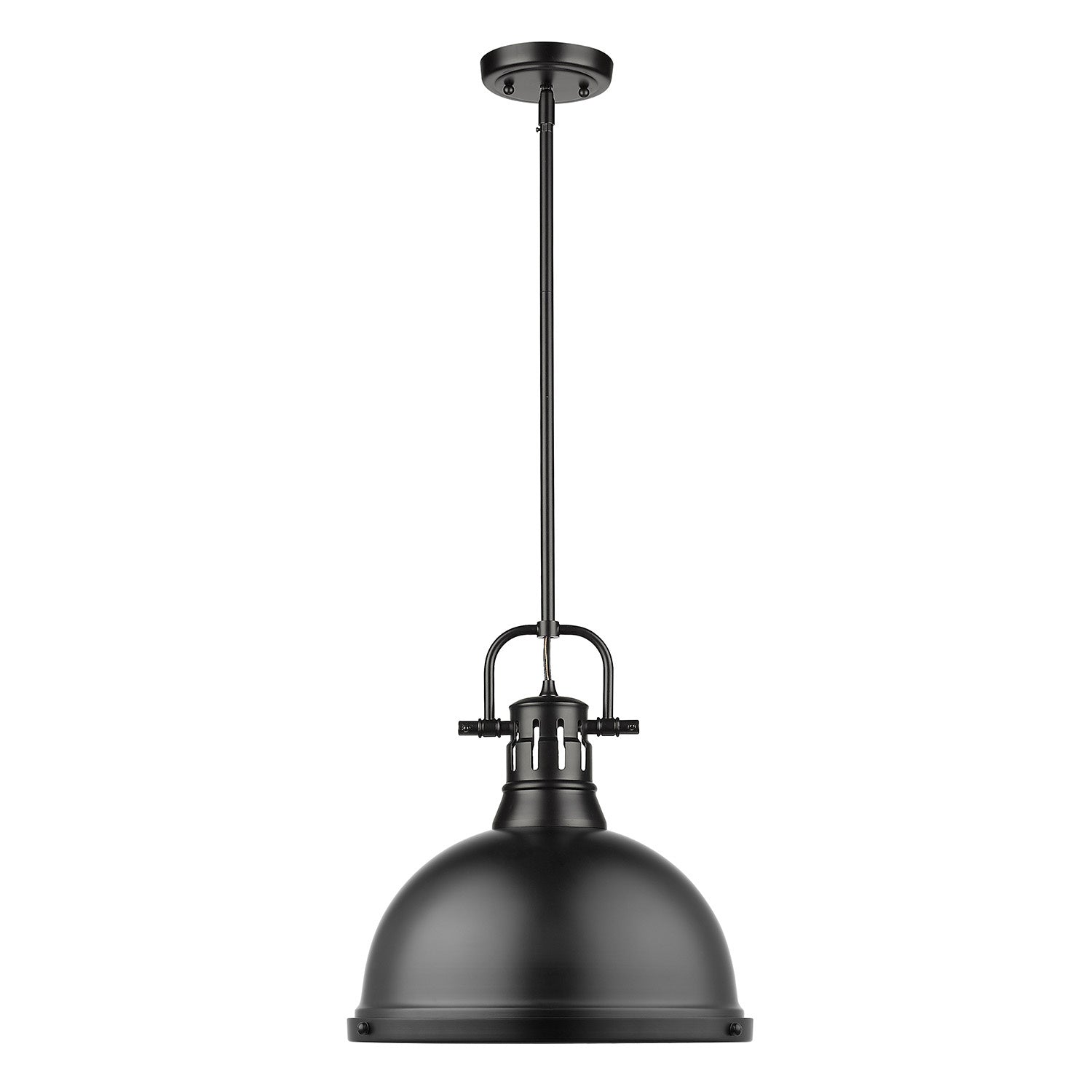 Golden - 3604-L BLK-BLK - One Light Pendant - Duncan BLK - Matte Black