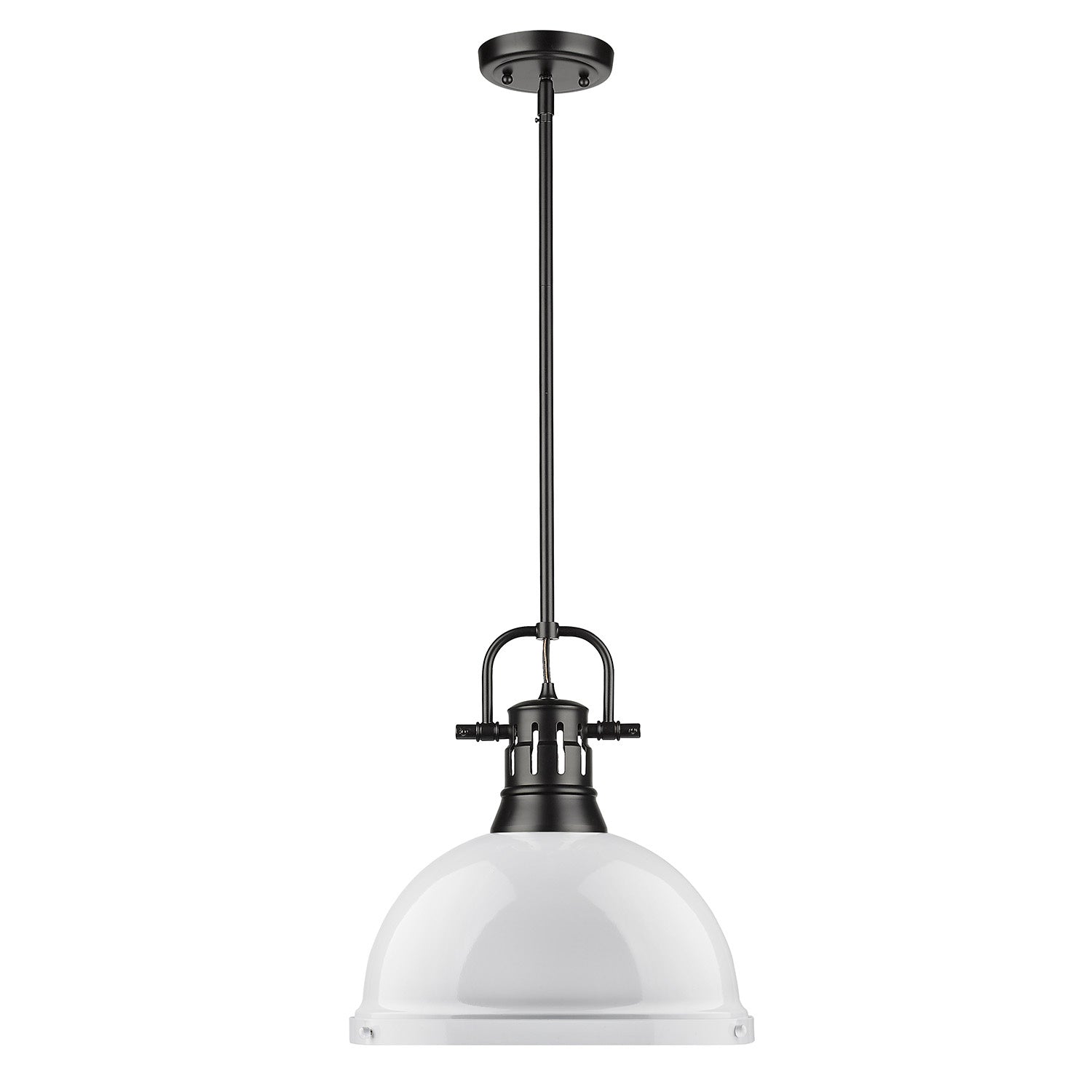 Golden - 3604-L BLK-WH - One Light Pendant - Duncan BLK - Matte Black