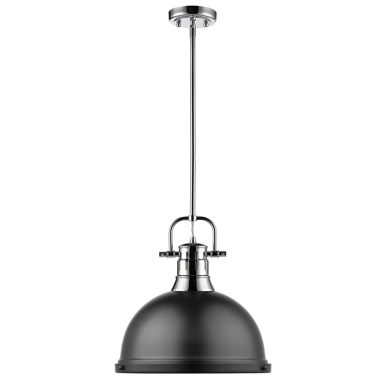 Golden - 3604-L CH-BLK - One Light Pendant - Duncan CH - Chrome