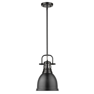 Golden - 3604-S BLK-BLK - One Light Pendant - Duncan BLK - Matte Black