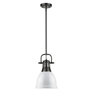 Golden - 3604-S BLK-WH - One Light Pendant - Duncan BLK - Matte Black