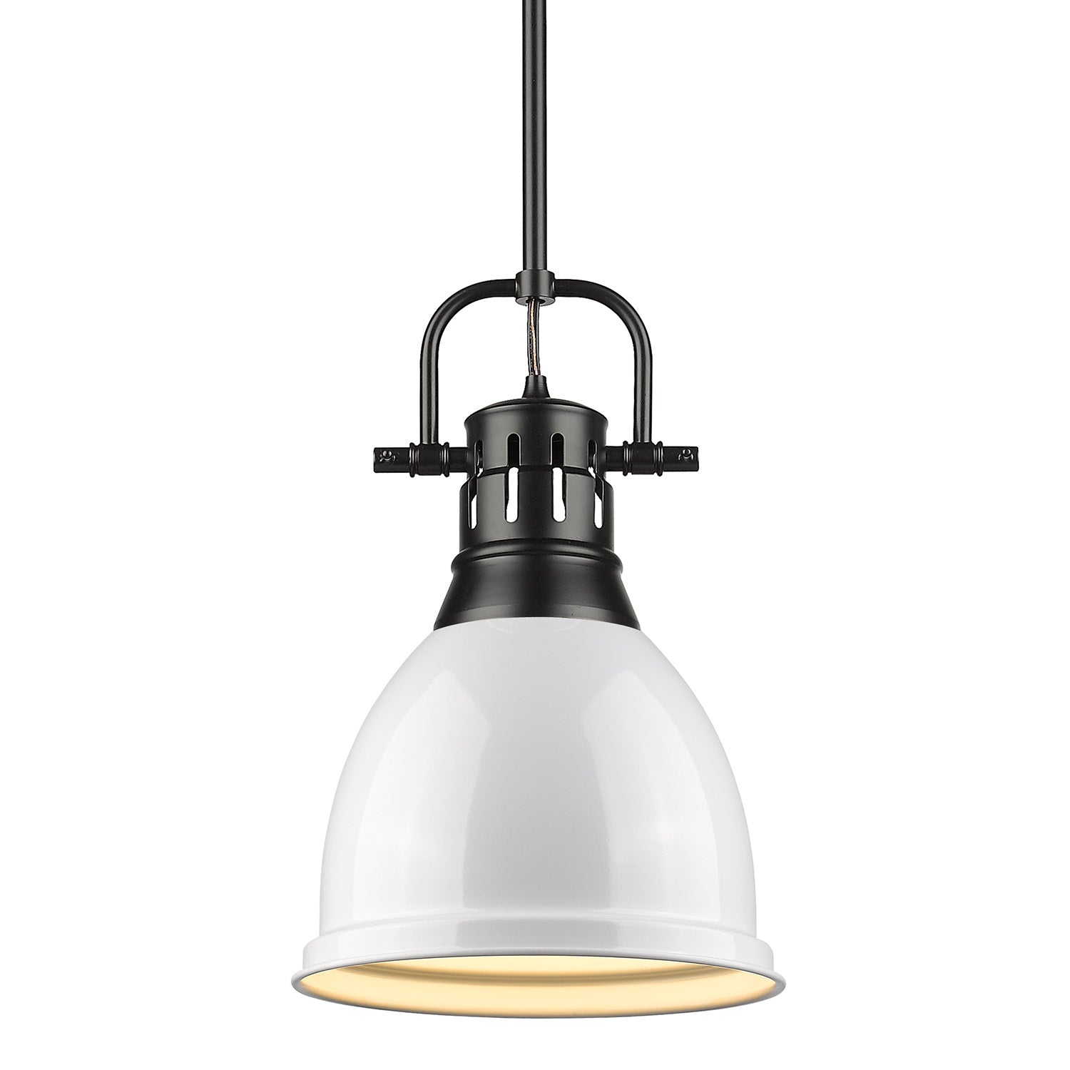 Golden - 3604-S BLK-WH - One Light Pendant - Duncan BLK - Matte Black