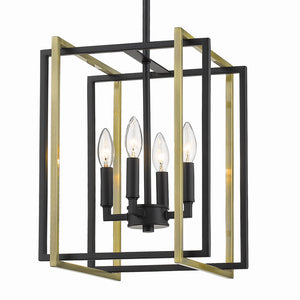 Golden - 6070-4 BLK-AB - Four Light Chandelier - Tribeca BLK - Matte Black