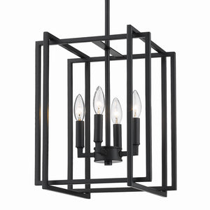 Golden - 6070-4 BLK-BLK - Four Light Chandelier - Tribeca BLK - Matte Black