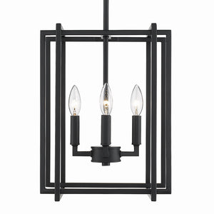 Golden - 6070-4 BLK-BLK - Four Light Chandelier - Tribeca BLK - Matte Black