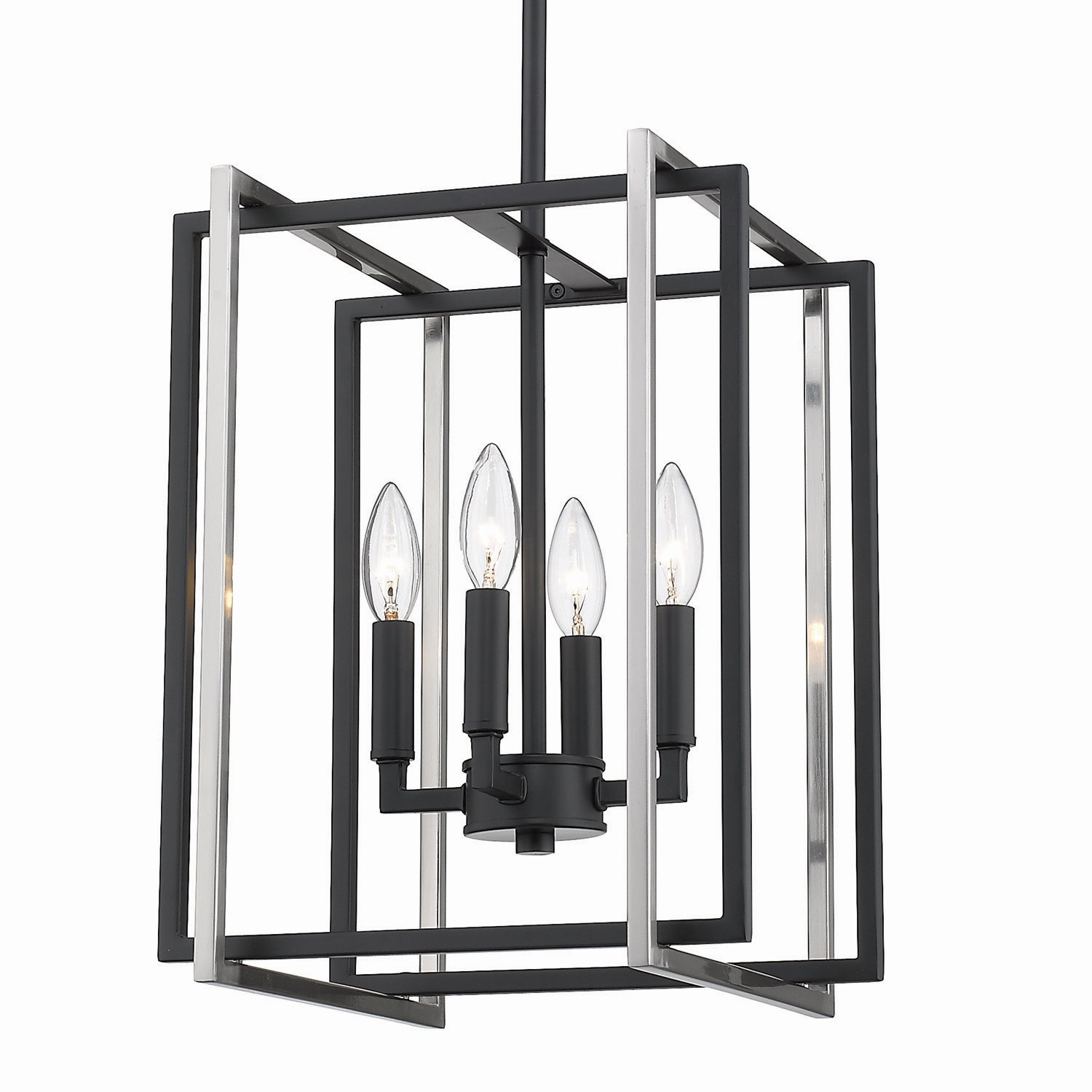 Golden - 6070-4 BLK-PW - Four Light Chandelier - Tribeca BLK - Matte Black