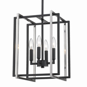 Golden - 6070-4 BLK-PW - Four Light Chandelier - Tribeca BLK - Matte Black