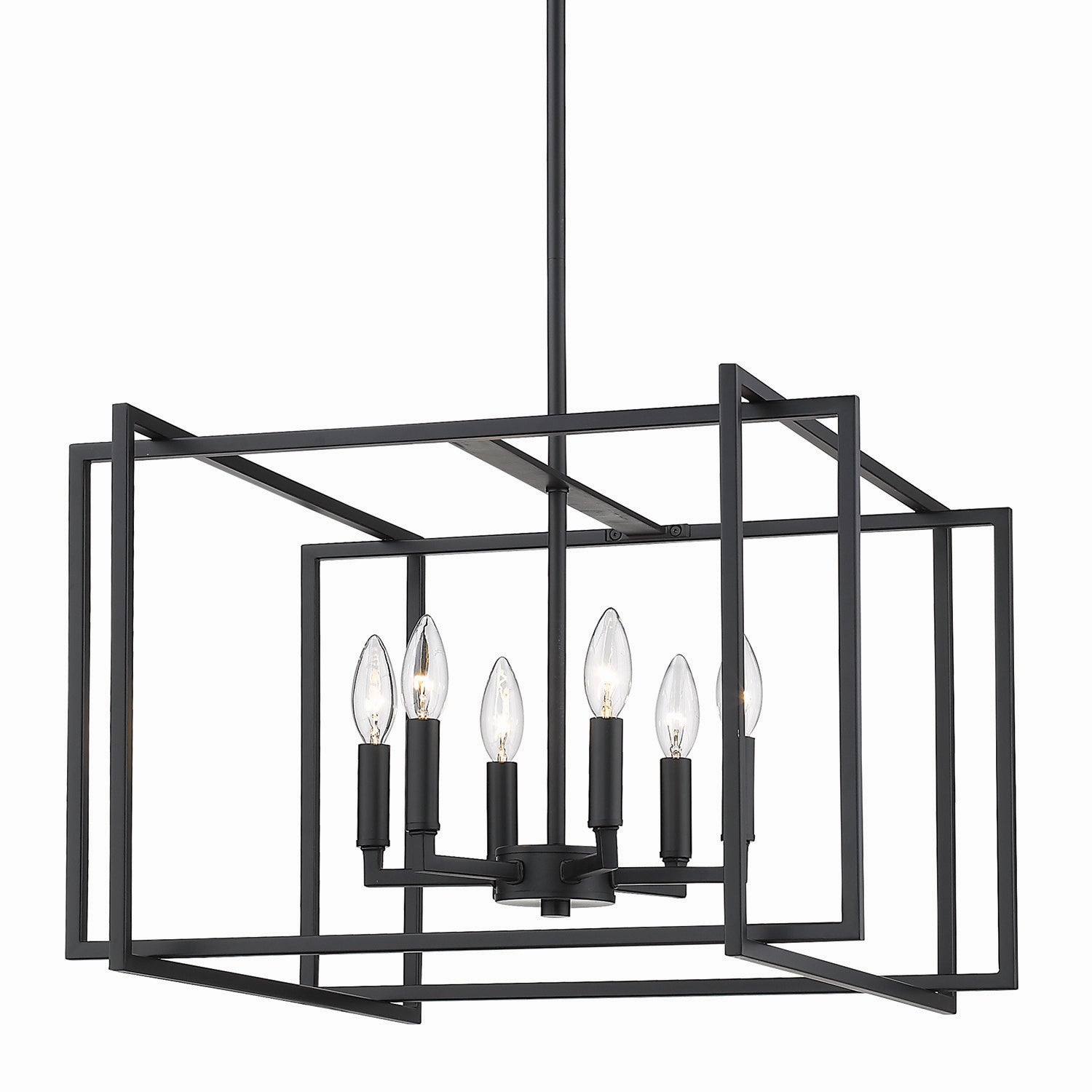 Golden - 6070-6 BLK-BLK - Six Light Chandelier - Tribeca BLK - Matte Black