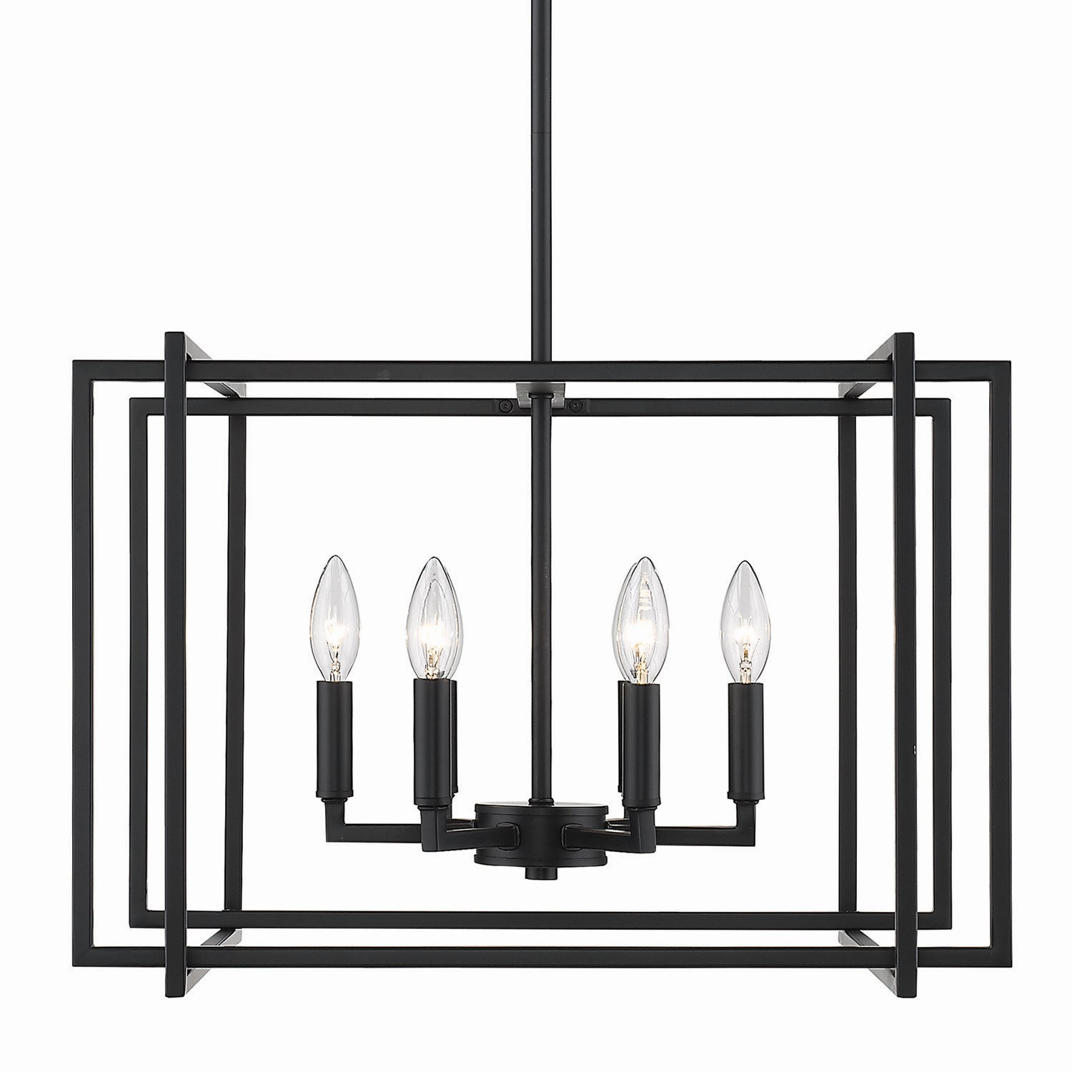 Golden - 6070-6 BLK-BLK - Six Light Chandelier - Tribeca BLK - Matte Black