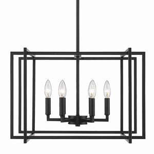 Golden - 6070-6 BLK-BLK - Six Light Chandelier - Tribeca BLK - Matte Black