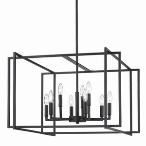 Golden - 6070-9 BLK-BLK - Nine Light Chandelier - Tribeca BLK - Matte Black