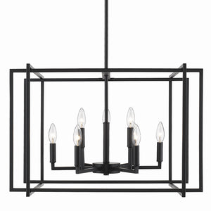 Golden - 6070-9 BLK-BLK - Nine Light Chandelier - Tribeca BLK - Matte Black