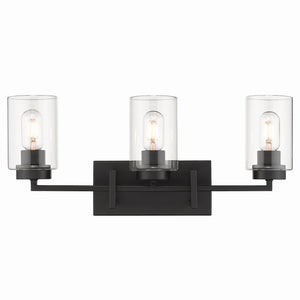 Golden - 6070-BA3 BLK-BLK - Three Light Bath Vanity - Tribeca BLK - Matte Black