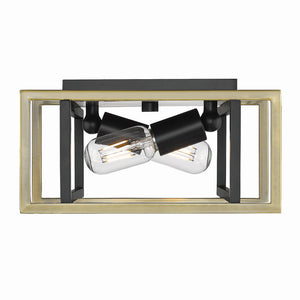 Golden - 6070-FM BLK-AB - Two Light Flush Mount - Tribeca BLK - Matte Black